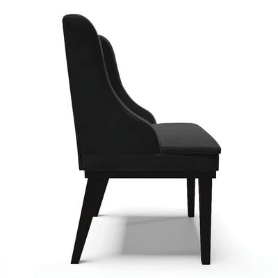 Kit 4 Cadeiras Estofadas Para Sala De Jantar Base Fixa De Madeira Preto Lia Veludo Preto - Ibiza