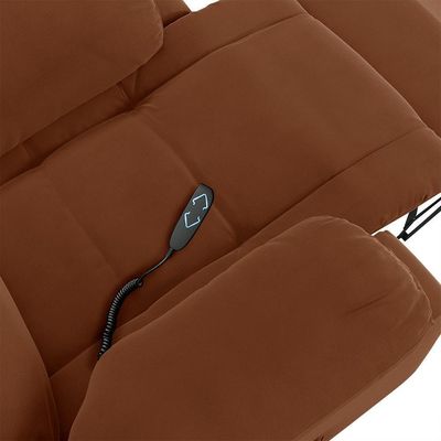 Poltrona Do Papai Reclinável Pietra Elevação Lift Elétrico Fh9 Veludo Terracota - Mpozenato