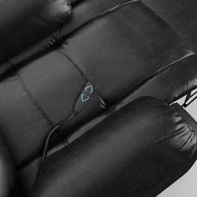 Poltrona Do Papai Reclinável Pietra Elevação Lift Elétrico Fh9 Pu Preto Brilho - Mpozenato