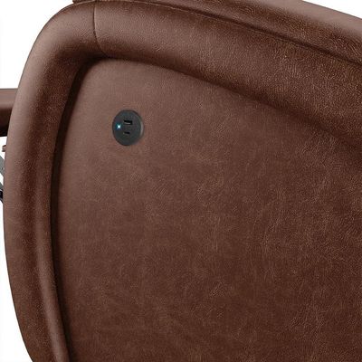 Poltrona Do Papai Reclinável Kalie Controle Power Elétrico Usb Fh9 Pu Marrom Brilho - Mpozenato
