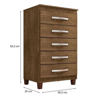 Cômoda Catar 5 Gavetas Malbec - Incorplac