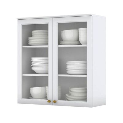Armário Aéreo 2 Portas De Vidro 80 Cm Nova York Branco Hp – Henn