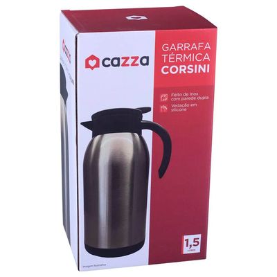 Bule Térmico Cazza Corsini com Gatilho em Inox 1,5L