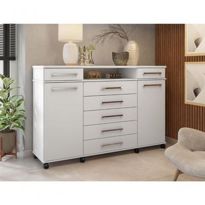 Comoda 7 Gavetas 2 Portas Texas Branco