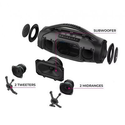 Caixa de Som Boombox Plus com 3 Alto-falantes Aiwa Preto