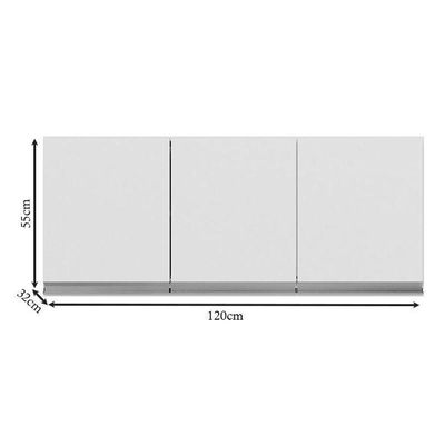 Balcão De Pia Tatiane 100cm E Armário Aéreo Andréia 3 Portas Branco Brilho - Ajl