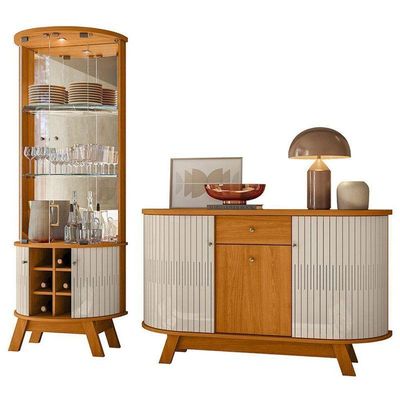 Aparador Para Sala Buffet Ambiente Monza E Cristaleira Marina Cinamomo Off White – Madetec