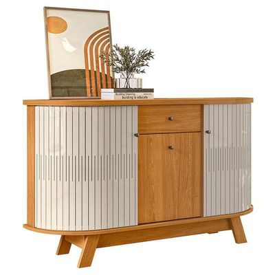 Aparador Para Sala Buffet Ambiente Monza E Cristaleira Marina Cinamomo Off White – Madetec
