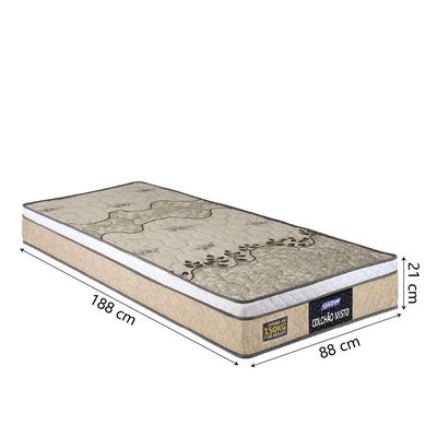 Colchão Solteiro Espuma D33 Fort Gazin 88x188x21cm Suporta Até 150kg Por Pessoa Bege Branco