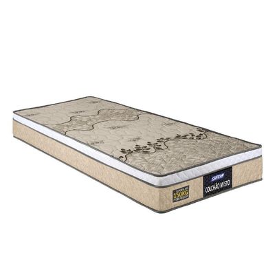 Colchão Solteiro Espuma D33 Fort Gazin 88x188x21cm Suporta Até 150kg Por Pessoa Bege Branco