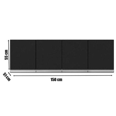 Balcão De Pia Tatiane 145 Cm E Armário Aéreo Andréia 4 Portas 150 Cm Preto Fosco - Ajl
