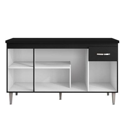 Balcão De Cozinha Gabriela Com Tampo 150 Cm Preto Fosco - Ajl