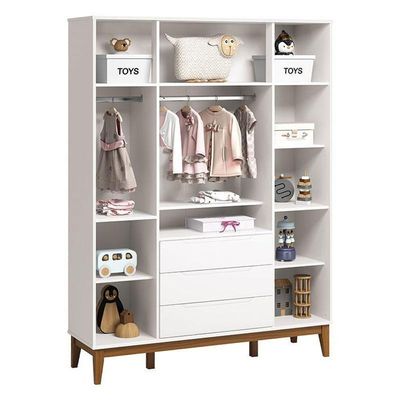 Guarda Roupa Infantil Classic Elfe Branco Acetinado Amadeirado - Reller