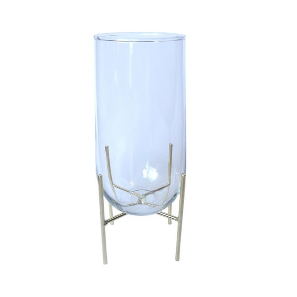Vaso Vidro Le Gota 22,5x13cm com Suporte Metal