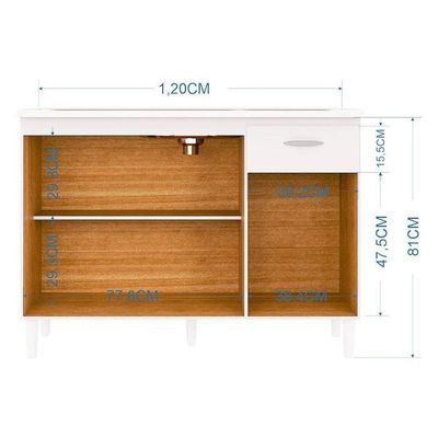Balcão De Pia 120 Cm Chocolate Off White – Poquema