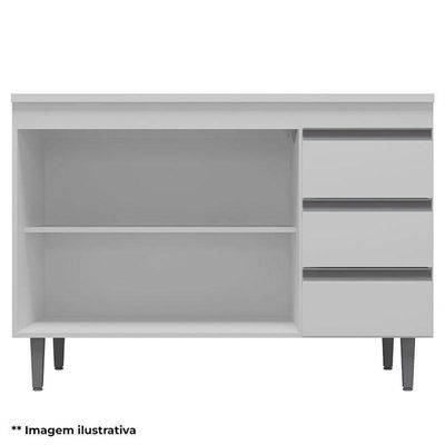 Balcão De Cozinha Andréia Com Tampo 120cm Amêndoa Branco - Ajl