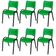 Cadeira Iso Base Preto Igreja, Escola, Escritório - Verde - Kit 6 Peças