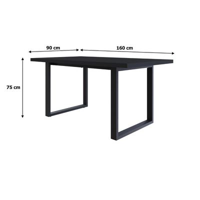 Mesa De Jantar Queens R 160x90x77cm Qemj9160r Preto Tx - Est.preta Preto Tx/est.preta