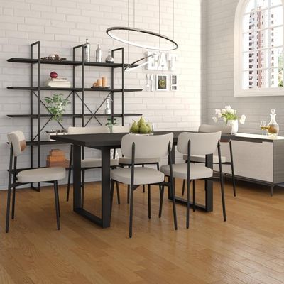 Mesa De Jantar Queens R 160x90x77cm Qemj9160r Preto Tx - Est.preta Preto Tx/est.preta