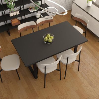 Mesa De Jantar Queens R 160x90x77cm Qemj9160r Preto Tx - Est.preta Preto Tx/est.preta