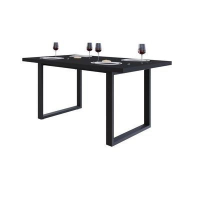 Mesa De Jantar Queens R 160x90x77cm Qemj9160r Preto Tx - Est.preta Preto Tx/est.preta