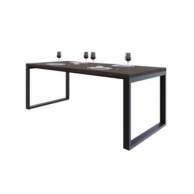 Mesa De Jantar Queens 200x90x77cm Qemj9200 Terracota - Est.preta Terracota/est.preta