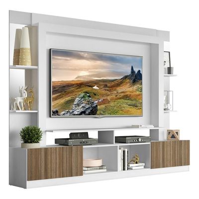 "Estante Tv 65"" Prateleiras C/ Espelho Oslo Multimóveis V3393"