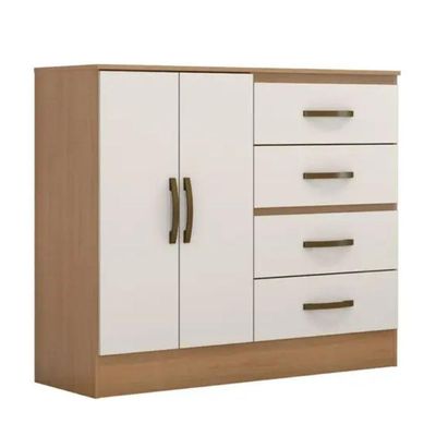 Gaveteiro Com 4 Gavetas 2 Porta Indiana Nature Off White