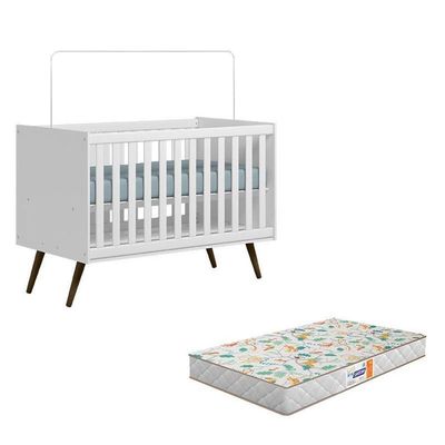 Berço Americano Q Encanto 3820 Retrô Branco Acetinado Com Colchão Gazin– Qmovi
