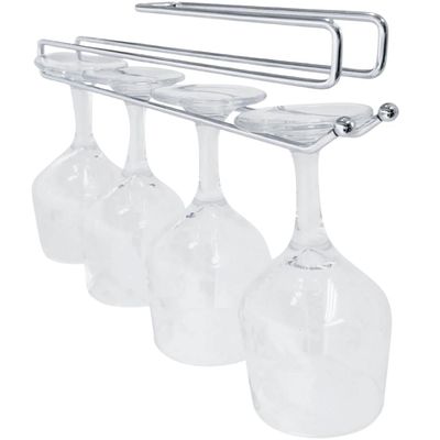 Kit 2 Suportes Porta Taças de Encaixe Cromado 30x4cm Encaixe 2cm Armário