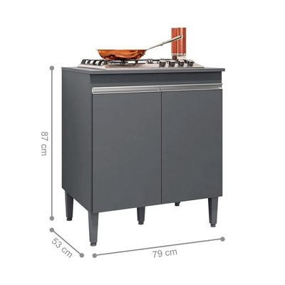 Balcão De Cozinha 2 Portas Cambrigde Cinza Fosco