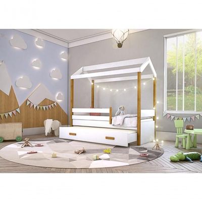 Bicama Montessori Exclusiv Solteiro Com Fio De Luz E Colchão