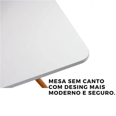 Jogo Sala Jantar Cozinha Mesa Eiffel Quadrada 80cm Branco Com 4 Cadeiras Eiffel Eames Branco