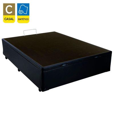 Cama Box Baú Casal Sintético + Colchão De Espuma D33 - Sereneprime - 138cm Cor:preto