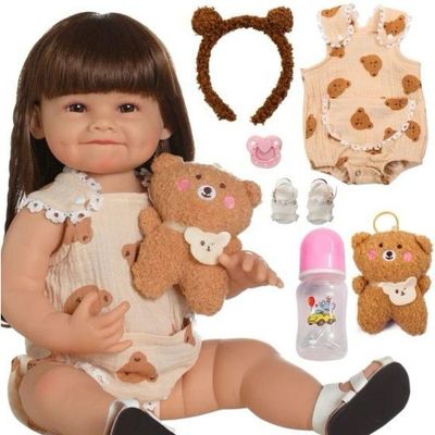 Bebê Reborn Menina Olhos Abertos Artesanal Corpo Todo De Silicone De Vinil