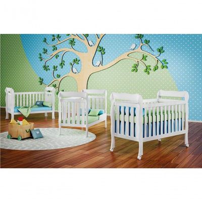Berço Americano Lila E Cômoda Infantil Selena Branco Brilho - Carolina