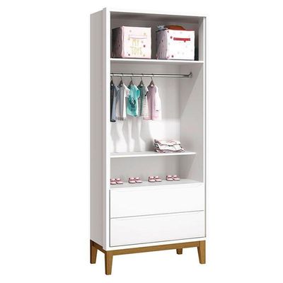 Cômoda Gaveteiro E Guarda Roupa Infantil 2 Portas New Classic Branco Com Pés Madeira ? Reller