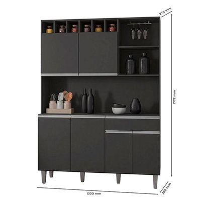 Armário Para Cozinha Kit Alice Cinza Fosco - Ajl