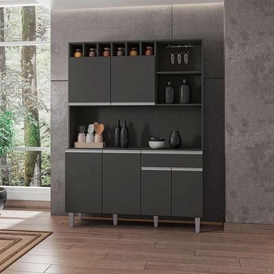 Armário Para Cozinha Kit Alice Cinza Fosco - Ajl