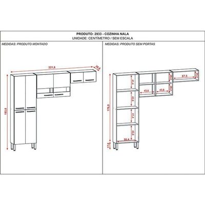 Kit Cozinha Ambiente Nala 3 Peças Nogueira Off White Ripado - Kits Paraná