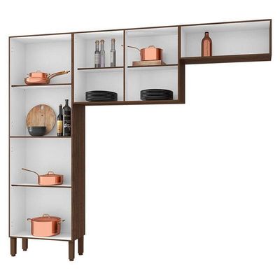 Kit Cozinha Nala 3 Peças Nogueira Off White Ripado - Kits Paraná