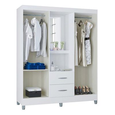 Guarda Roupa Solteiro Ambiente Cordoba 4 Portas Branco Brilho - Poquema