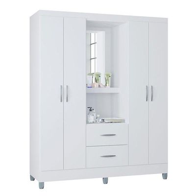 Guarda Roupa Solteiro Ambiente Cordoba 4 Portas Branco Brilho - Poquema