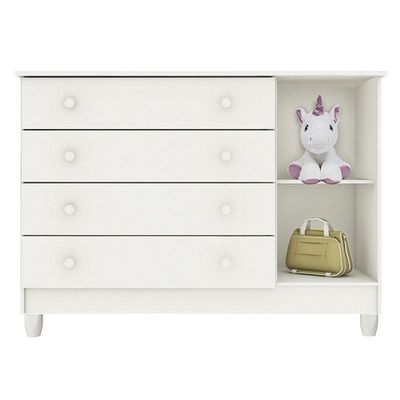 Berço Americano Mirelle E Cômoda Infantil Gran Selena Branco Brilho Com Colchão Ortobom - Carolina