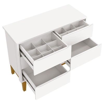 Cômoda Infantil 6 Gavetas Classic Branco Acetinado Com Pés Madeira ? Reller