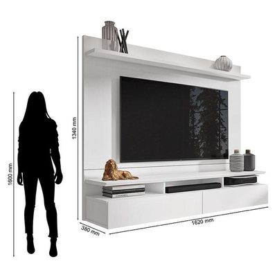 Painel Para Tv Home Suspenso Ambiente Noruega Branco - Móveis Leão
