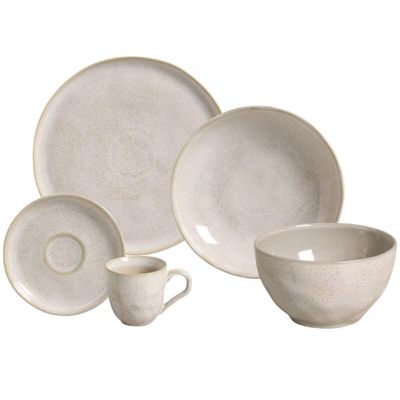 Aparelho de Jantar 20 Peças Porto Brasil Cerâmica Bio Latte Off White Stoneware Mesa Posta