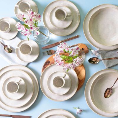 Aparelho de Jantar 20 Peças Porto Brasil Cerâmica Bio Latte Off White Stoneware Mesa Posta