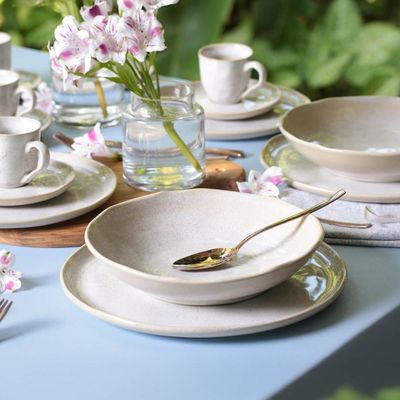Aparelho de Jantar 30 Peças Cerâmica Stoneware Off White Bio Latte Porto Brasil Mesa Posta