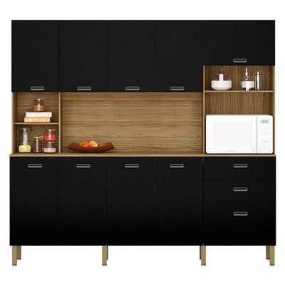 Cozinha Intense 10 Portas E 2 Gavetas Freijó Nero - Kits Paraná